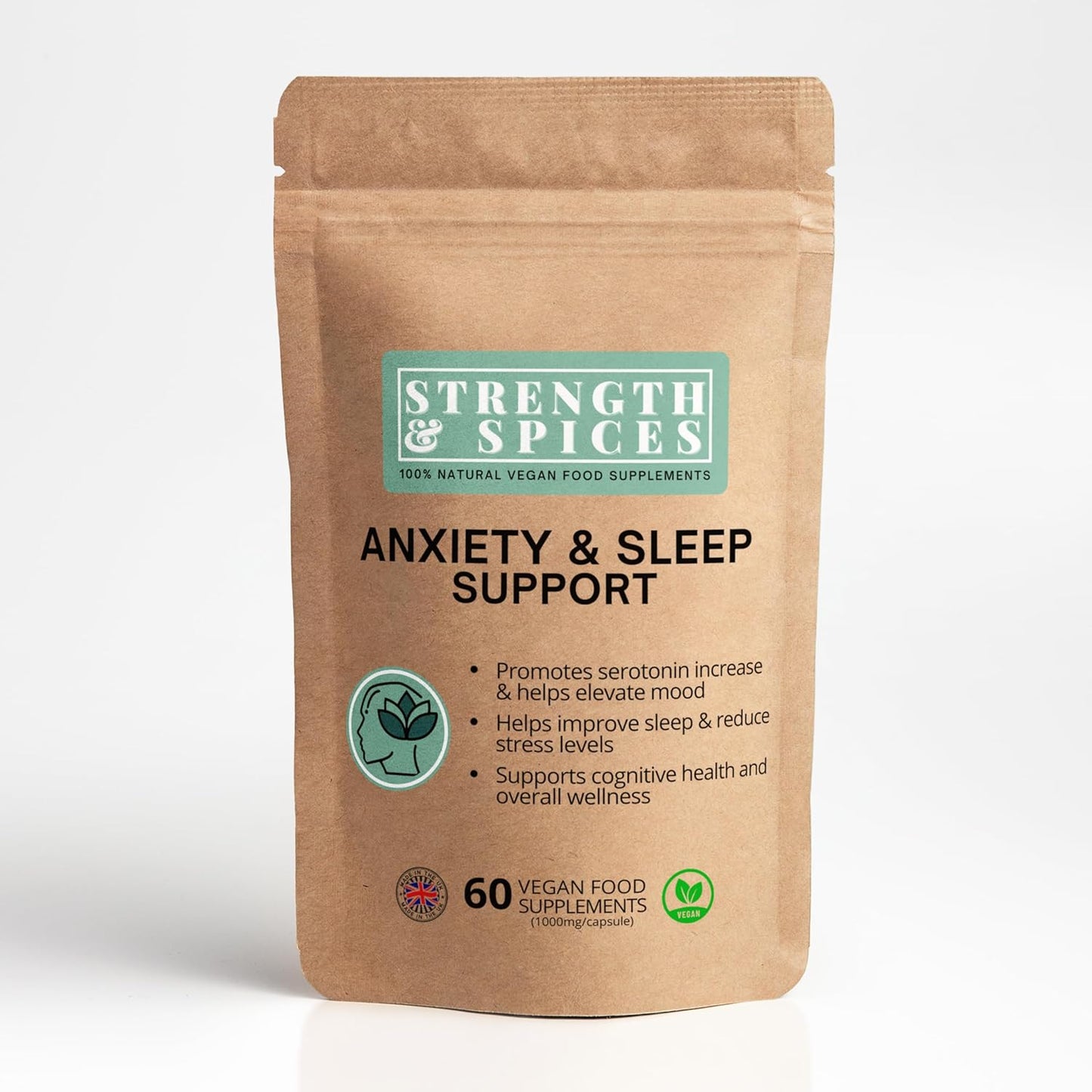 Strength & Spices - Anxiety & Sleep Support Supplement 1000mg, 60 Capsules