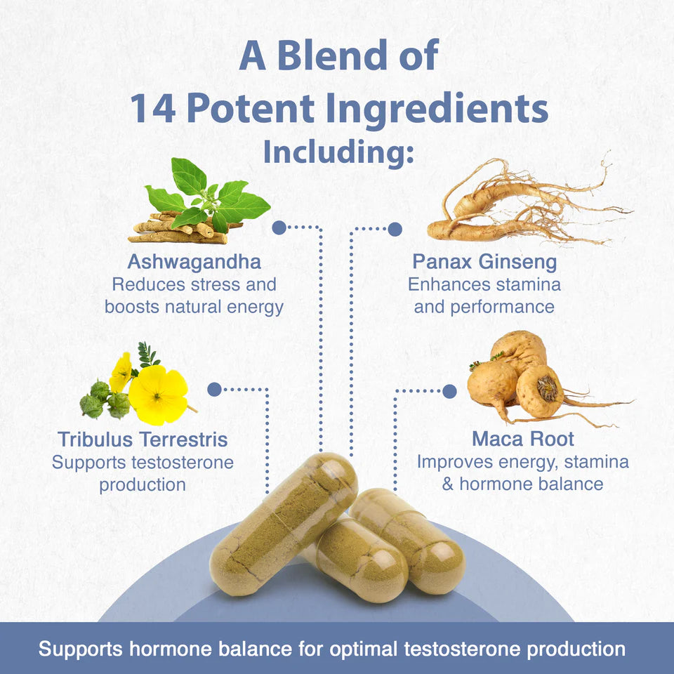 Strength & Spices - Testosterone Supplement 1000mg, 60 Capsules