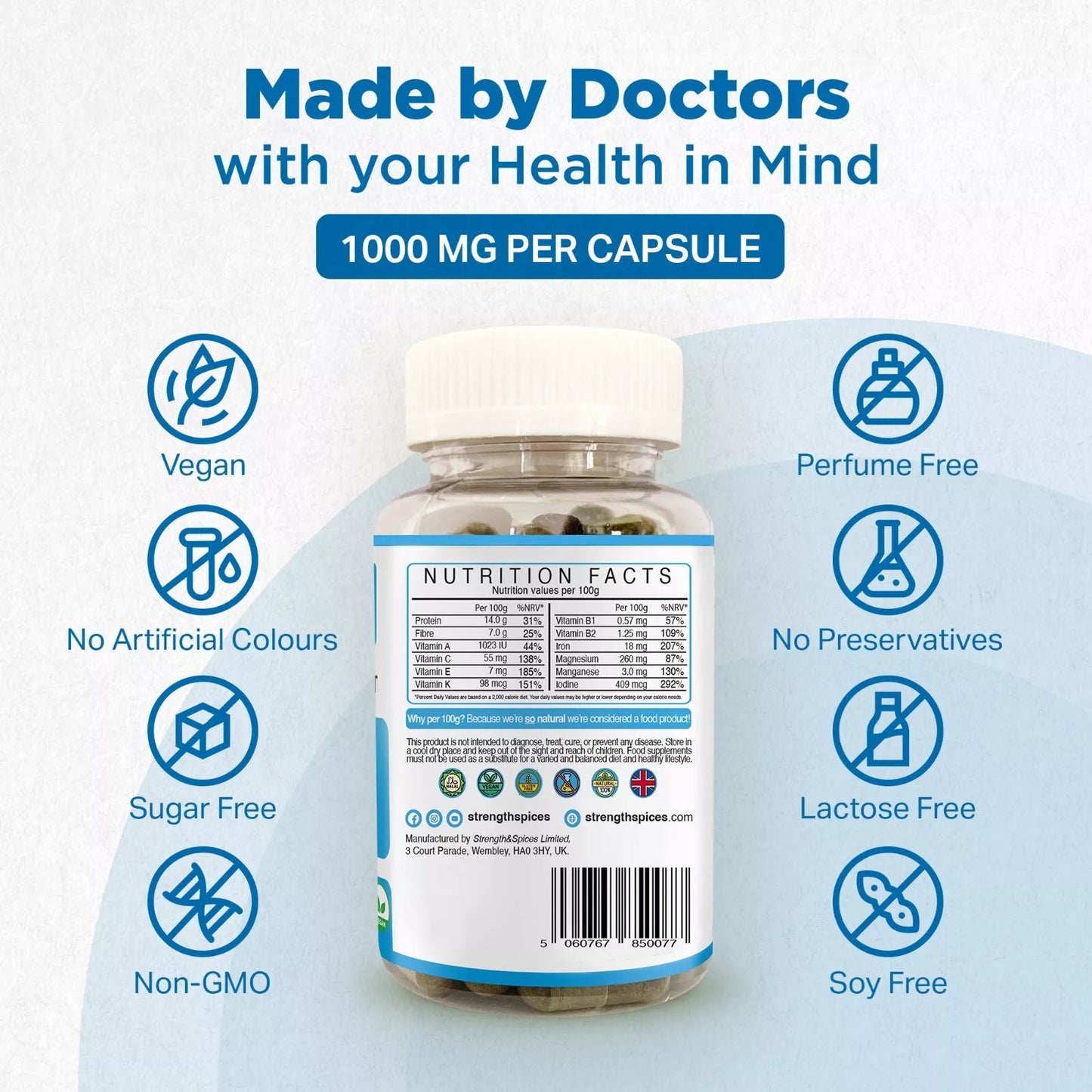 Strength & Spices - Thyroid Support Supplement 1000mg, 60 Capsules