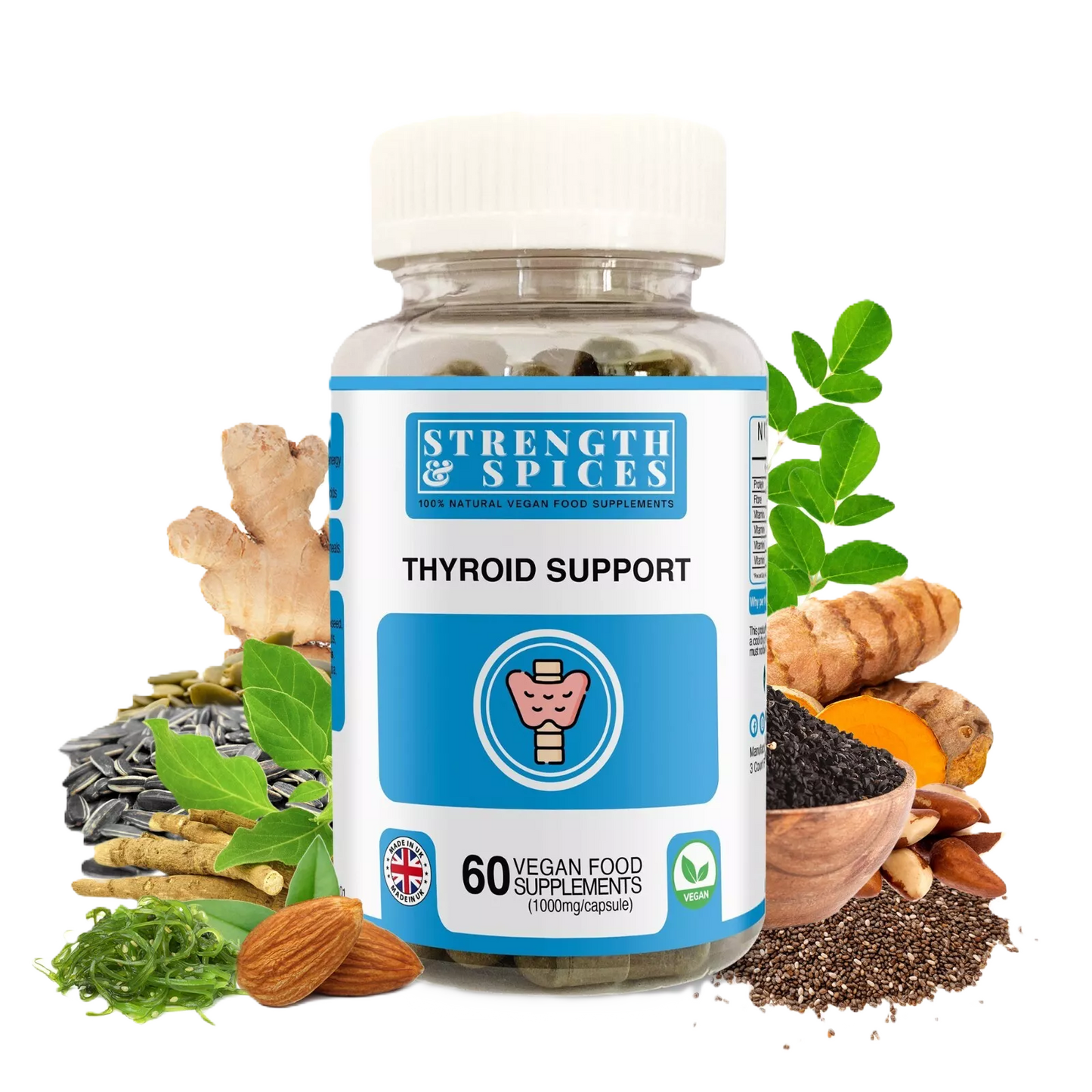 Strength & Spices - Thyroid Support Supplement 1000mg, 60 Capsules