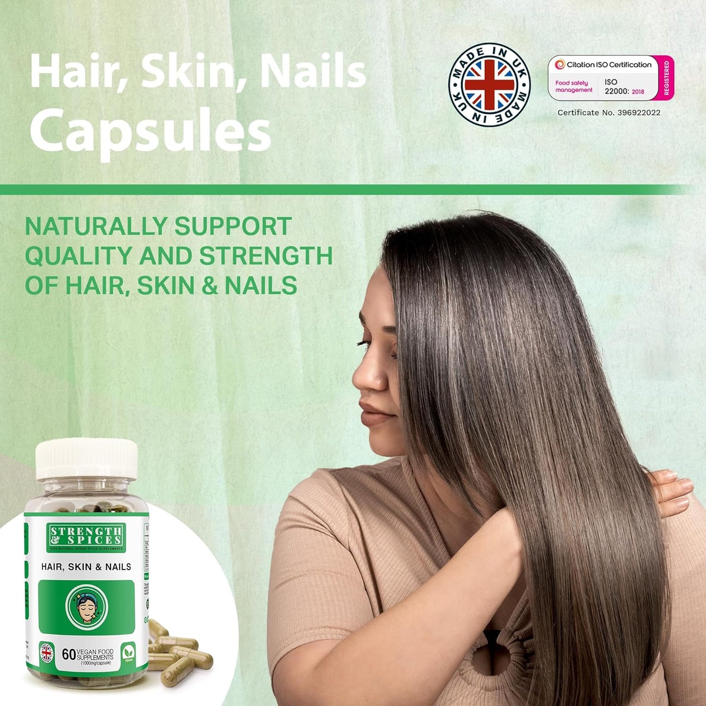 Strength & Spices - Hair, Skin & Nails Supplement 1000mg, 60 Capsules