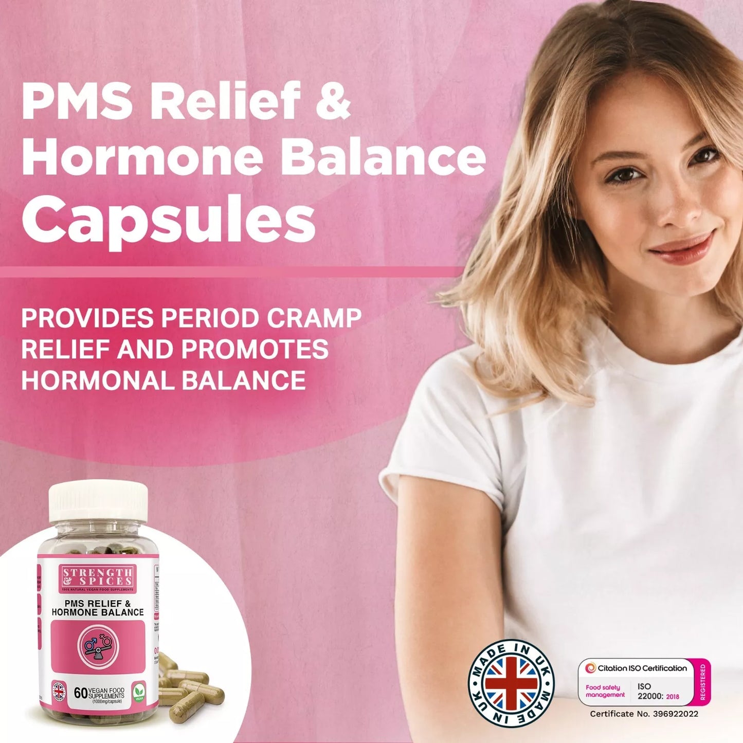 Strength & Spices - PMS Relief & Hormone Balance Supplement 1000mg, 60 Capsules