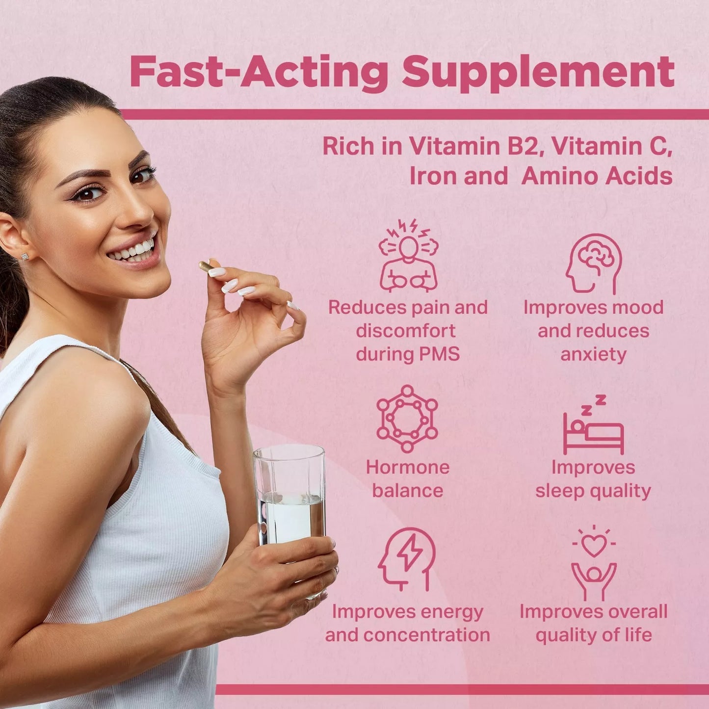 Strength & Spices - PMS Relief & Hormone Balance Supplement 1000mg, 60 Capsules