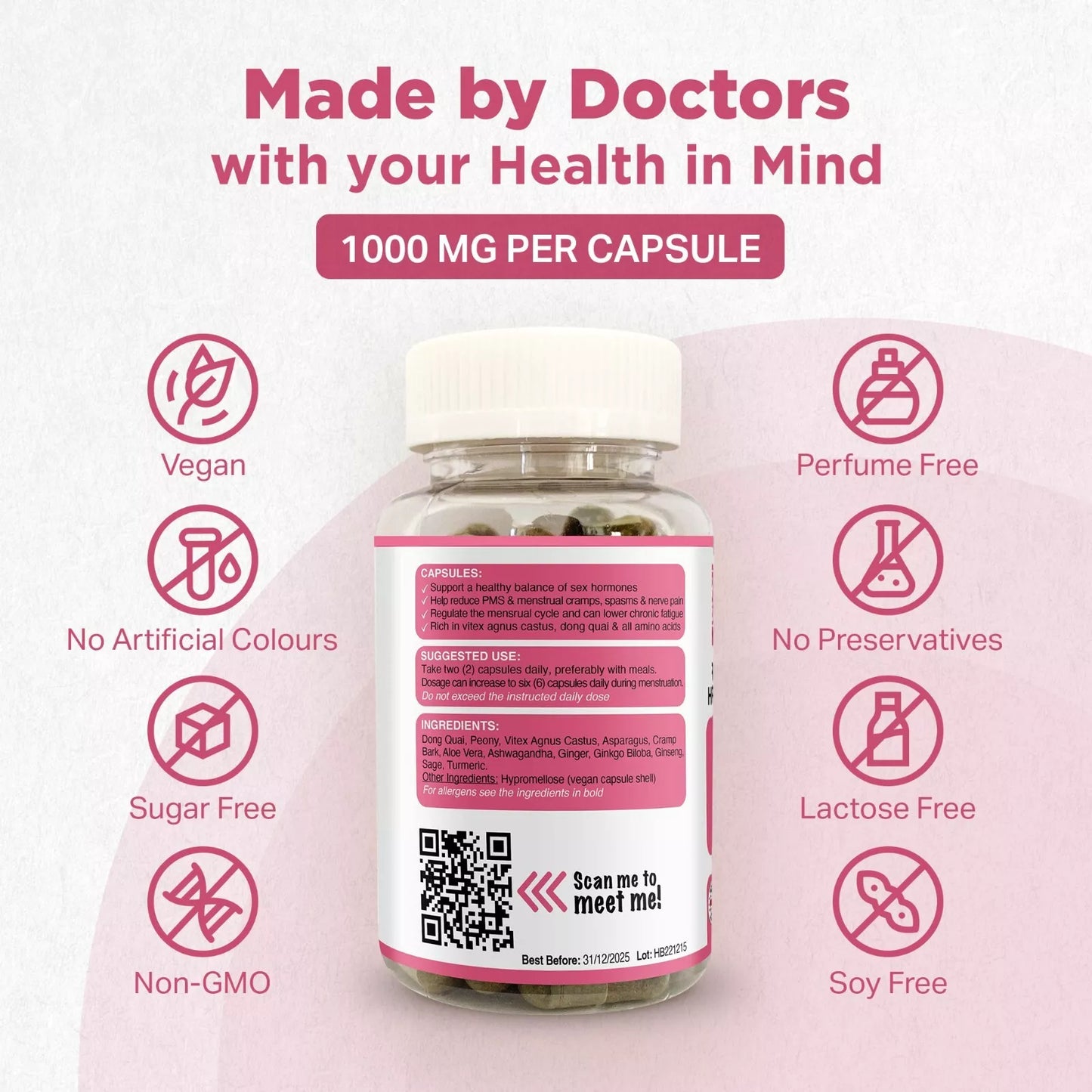 Strength & Spices - PMS Relief & Hormone Balance Supplement 1000mg, 60 Capsules